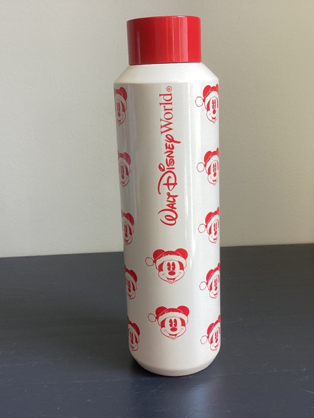 NEW 2022 Walt Disney World Metal Mickey Mouse with Santa Hat Design Bottle